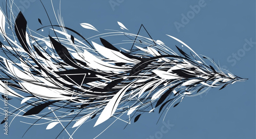 Black and white abstract feathers.