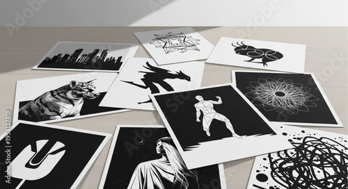 Black and white art cards.