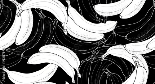 Black and white banana pattern.