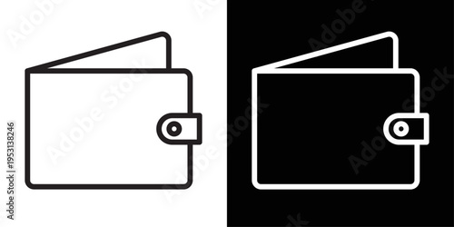 Minimal wallet design in a clean black and white stroke style, representing money, payment, and financial concepts.