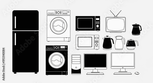 Black and white kitchen appliances.