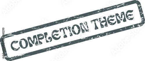 Completion Theme Distressed Rubber Stamp for Project Milestones and Final Achievement Status