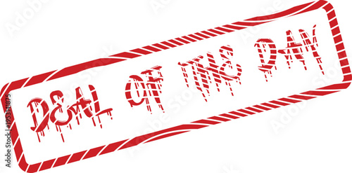 Distinctive red grunge rubber stamp impression highlighting Deal of the Day on a crisp white surface