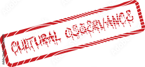 Vibrant red grunge rubber stamp impression signifying Cultural Observance on a clear white surface