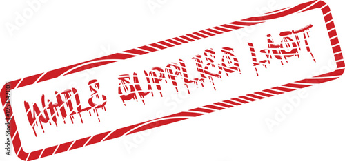 Urgent red stamp reading While Supplies Last with a grunge ink drip texture effect