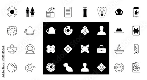 Black and white security icons.