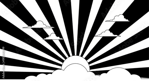 Black and white sun clouds.