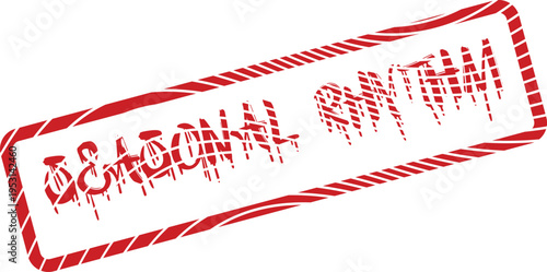 Dynamic Red Distressed Seasonal Rhythm Rubber Stamp Representing Cyclical Market Trends