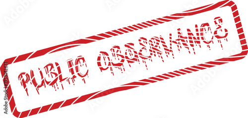 Official red public observance grunge rubber stamp for important announcements and notifications