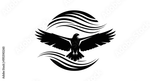 Black Eagle Silhouette Flying Free.