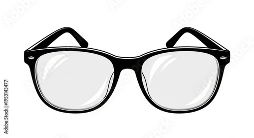 Black Plastic Eyeglasses Front View.