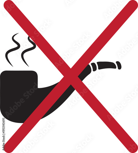 No smoking pipe sign, prohibition of smoking