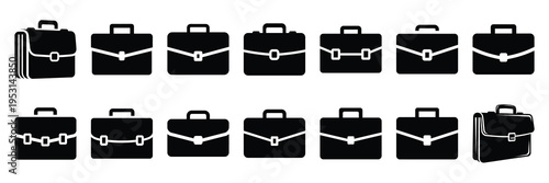 briefcase silhouette vector icon set collection and isolated on transparent background.