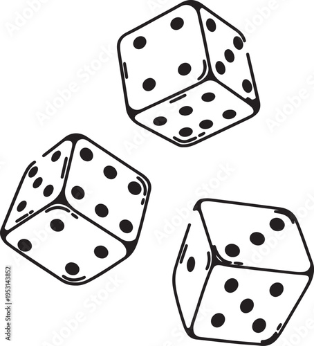 Dice roll in a game or casino, gambling odds