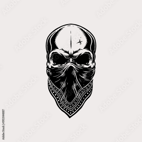 Outlaw Skull with Bandana Mask Tattoo Art