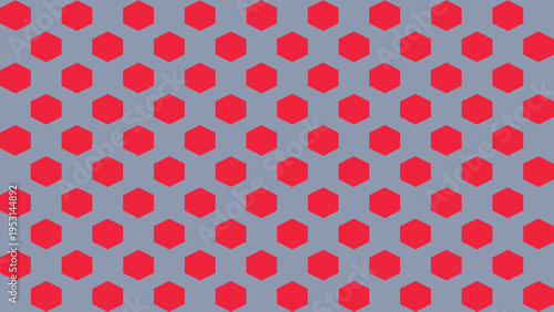 Red Hexagon Pattern on Grey Background
