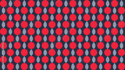 Seamless Pattern with Abstract Red and Gray Elements on Dark Blue Background