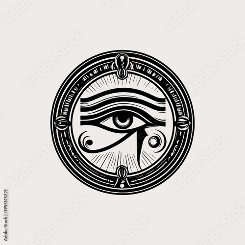 Egyptian Eye of Horus Mystical Circular Emblem