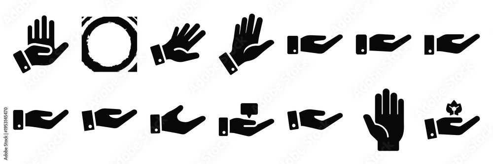 Obraz premium hand silhouette vector icon set collection and isolated on transparent background.