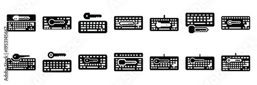 keyboard silhouette vector icon set collection and isolated on transparent background.