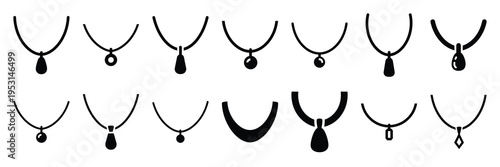necklace silhouette vector icon set collection and isolated on transparent background.