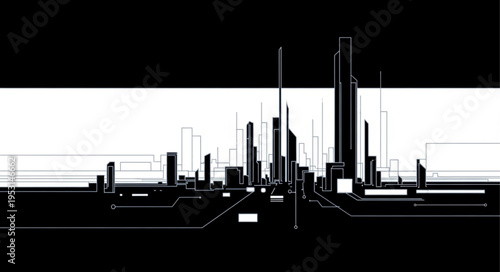 City Skyline Silhouette Urban Landscape.