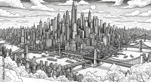 City Skyline Urban Landscape View.