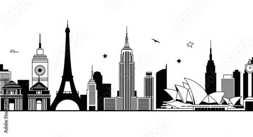 City Skyline with Famous Landmarks.
