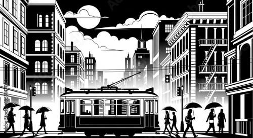 City Street at Night Time.