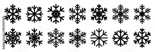 snowflake silhouette vector icon set collection and isolated on transparent background.