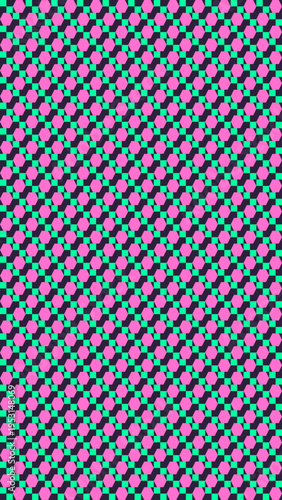 Pink And Green Geometric Pixel Pattern vector background
