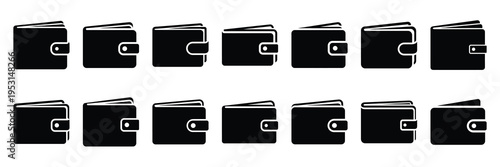 wallet silhouette vector icon set collection and isolated on transparent background.