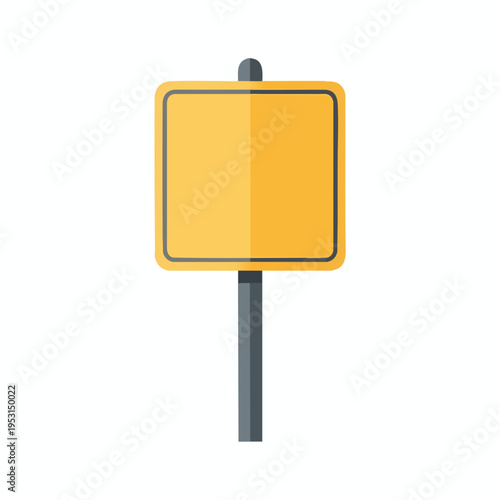 Yellow square blank sign on a gray pole