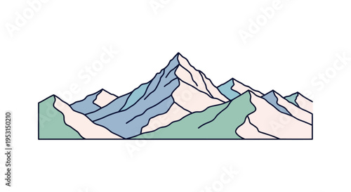 Mountain range with snow covered peaks.