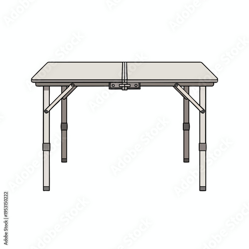 Lightweight, foldable table with adjustable legs and central latch