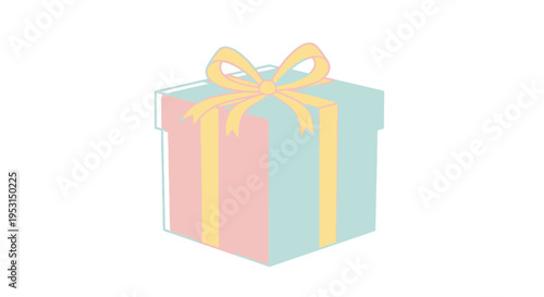 Colorful wrapped gift box present.