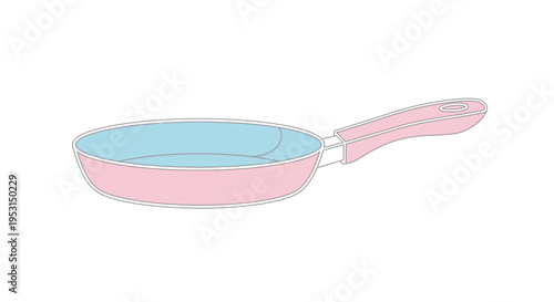 Colorful pink frying pan kitchen cookware.
