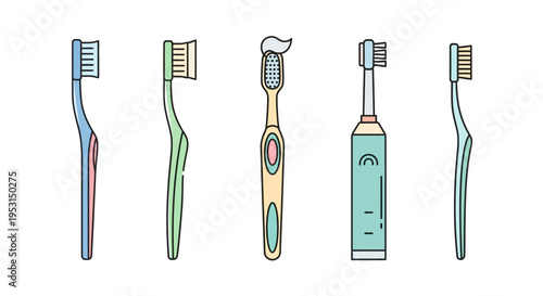 Toothbrushes in different colors and shapes.