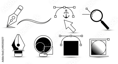 Graphic Design Tools Icons Set.