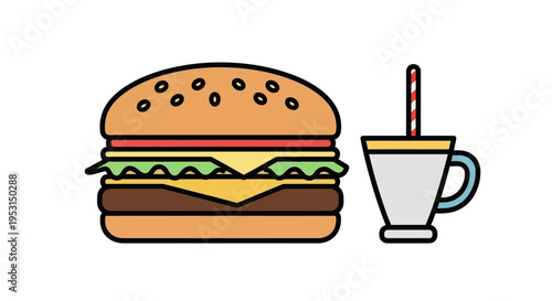 Burger and a drink combo meal.