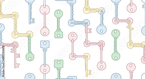 Colorful Keys in Various Shapes Sizes.