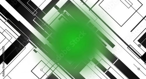 Green Rectangle on Blueprint Background.