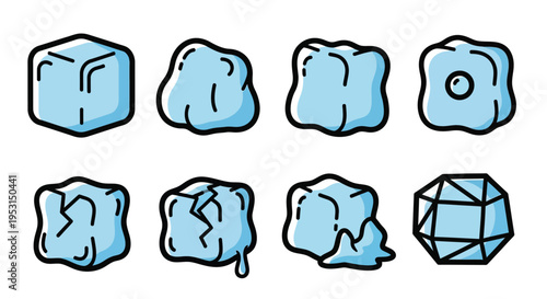 Collection of ice cubes shapes.