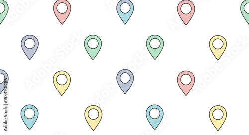 Colorful Map Location Pins Icon Set.