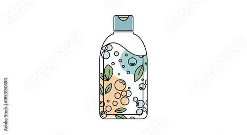 Colorful water bottle with fruit design.