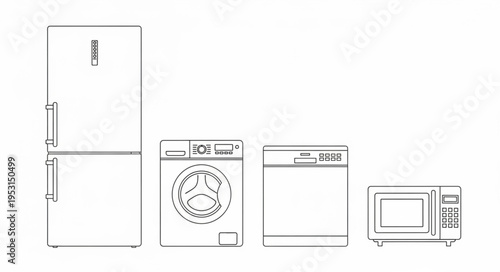 Home Appliances Lineup Illustration.
