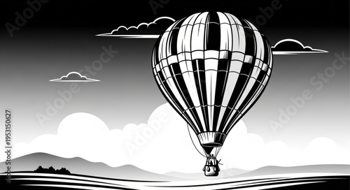 Hot air balloon flying high.