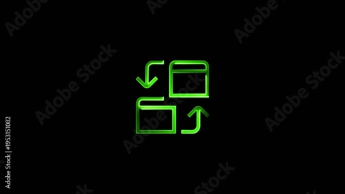 Green neon file transfer with bidirectional arrows on a dark Generate title without using the word 