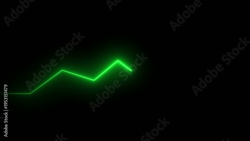 Green neon line graph trending upward on black background chart