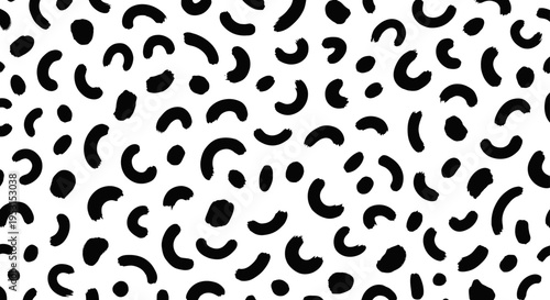 modern abstract seamless pattern with black hand drawn brush strokes and scattered dots a versatile graphic design background texture